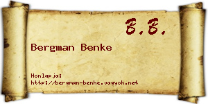 Bergman Benke névjegykártya